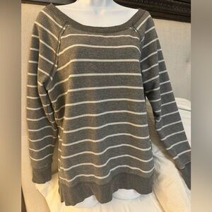 Aerie sweatshirt gray with white silver tiny stripe